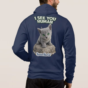Russian Blue Cat – I See You Human Hoodie
