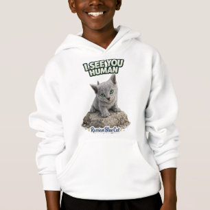 Russian Blue Cat – I See You Human Hoodie