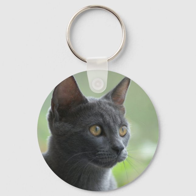 Russian Blue Cat Keychain (Front)