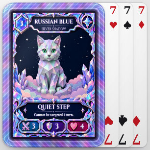 Russian Blue Cat, Rainbow Foil Art Poker Cards