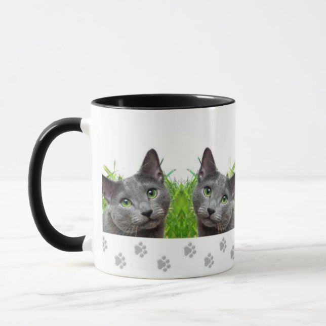 Russian Blue Cat Ringer Mug (Left)