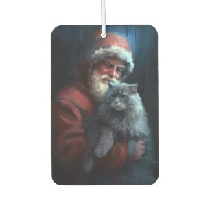 Russian Blue Cat Santa Claus Festive Christmas Air Freshener