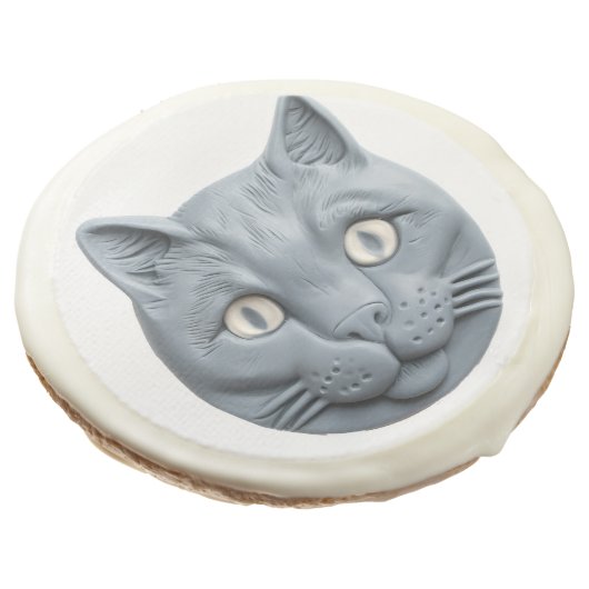 Russian Blue Cat Sugar Cookie (Angled)