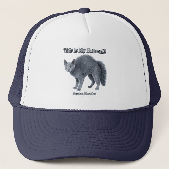 Russian Blue Cat – This Is My Human Trucker Hat (Front)