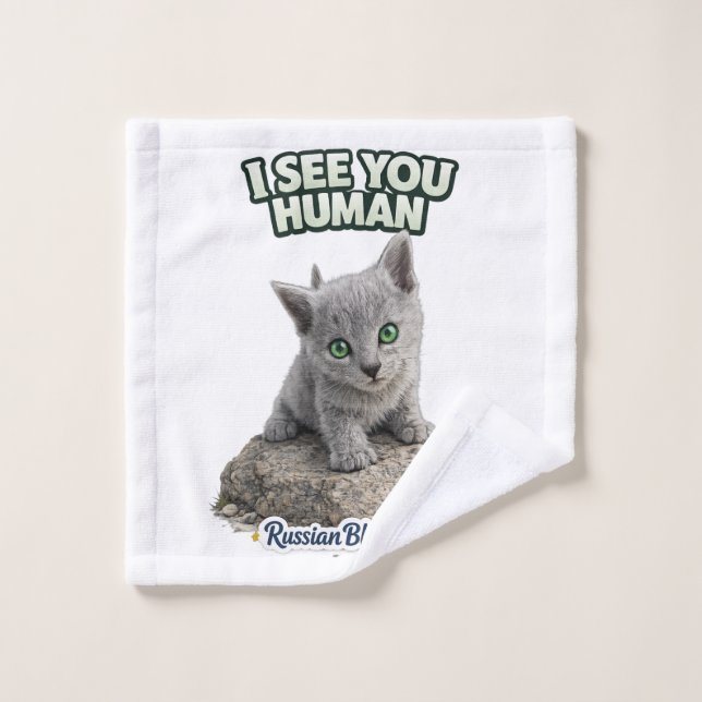 Russian Blue Cat Towel Set (Wash Cloth)