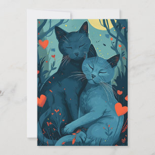 Russian Blue cat Valentine's Day Holiday Card