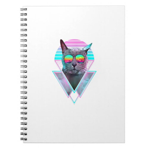 Russian Blue Cat Vintage Retro Vaporwave Beach Vib Notebook