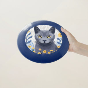 Russian Blue Cat Yellow Flowers Wham-O Frisbee