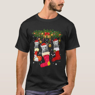 Russian Blue Cats In Christmas Sock Funny Russian T-Shirt
