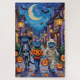 Russian Blue Cats in Halloween Costumes Jigsaw Puzzle