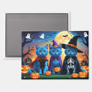 Russian Blue Cats Pumpkin Halloween Funny  Magnet