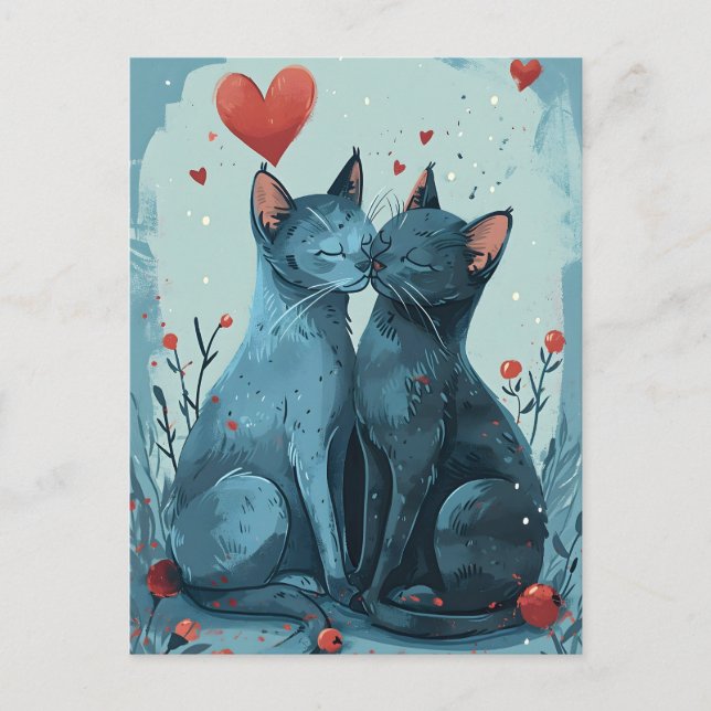 Russian Blue cats Valentine's day  Postcard (Front)