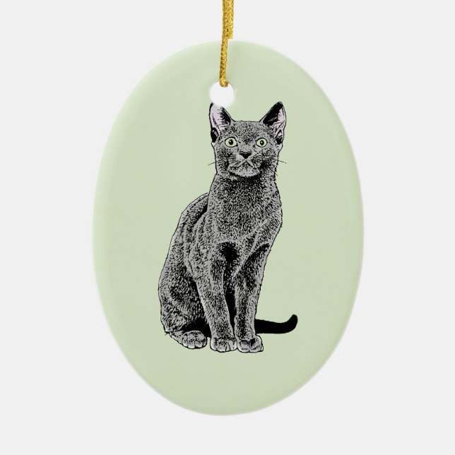 Russian Blue Ceramic Ornament (Front)