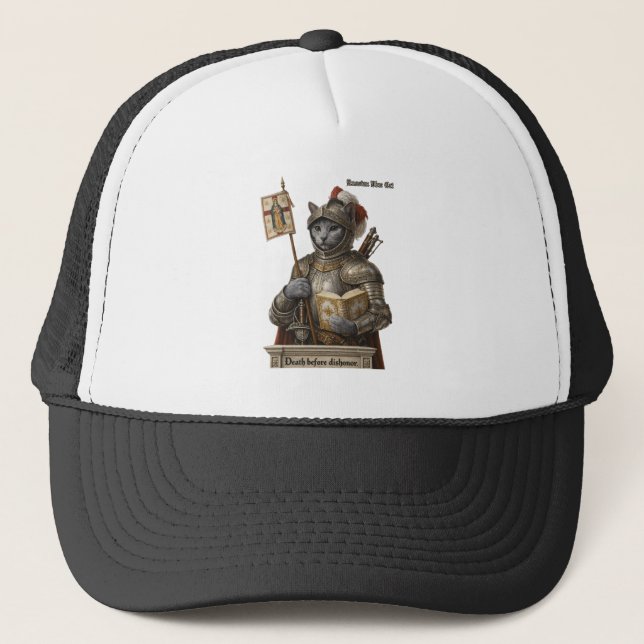 Russian Blue Conquistador Cat – Honor & Legacy Trucker Hat (Front)