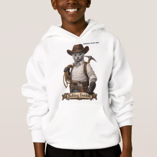 Russian Blue Cowboy Cat – Building Freedom Hoodie