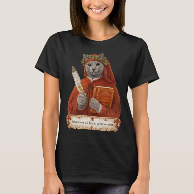 Russian Blue Dante Alighieri Cat T-Shirt (Front)