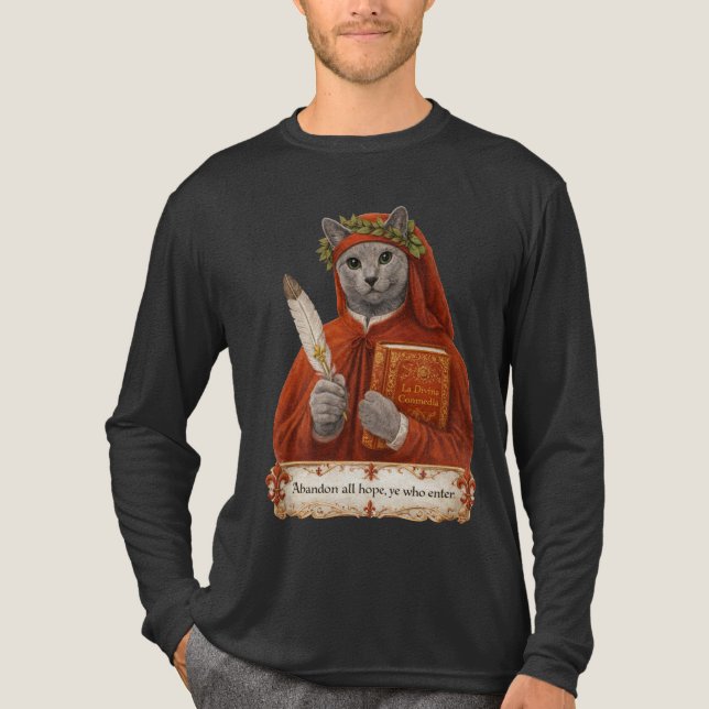 Russian Blue Dante Alighieri Cat Tri-Blend Shirt (Front)