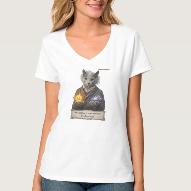 Russian Blue Einstein Cat - Imagination T-Shirt (Front)