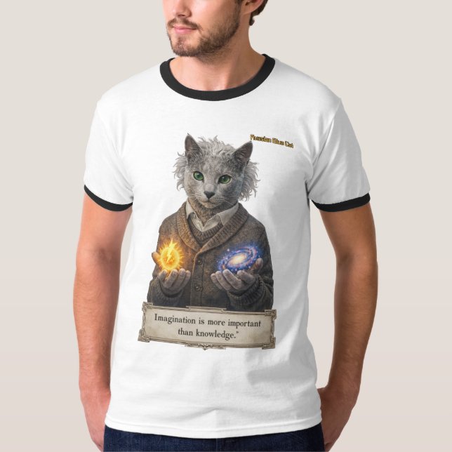 Russian Blue Einstein Cat - Imagination T-Shirt (Front)