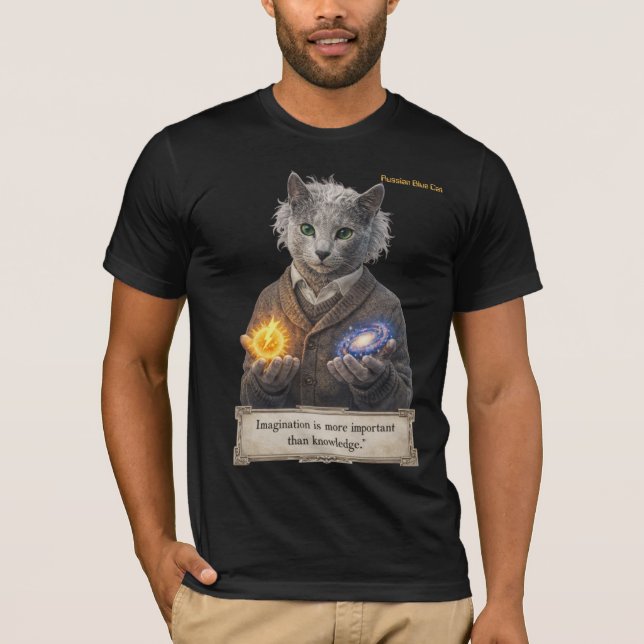 Russian Blue Einstein Cat - Imagination T-Shirt (Front)
