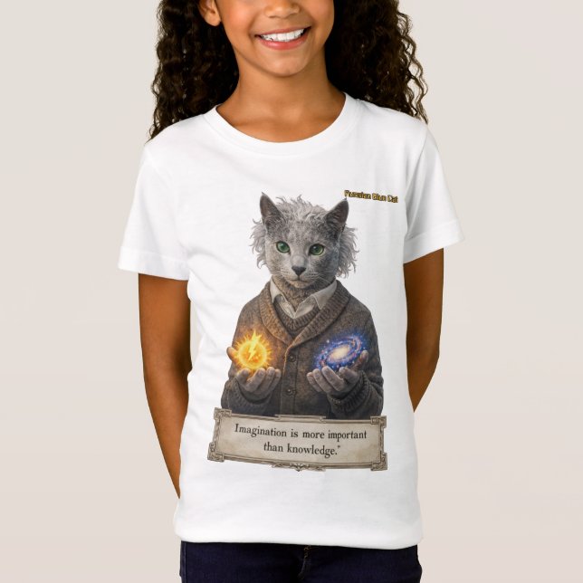 Russian Blue Einstein Cat - Imagination T-Shirt (Front)