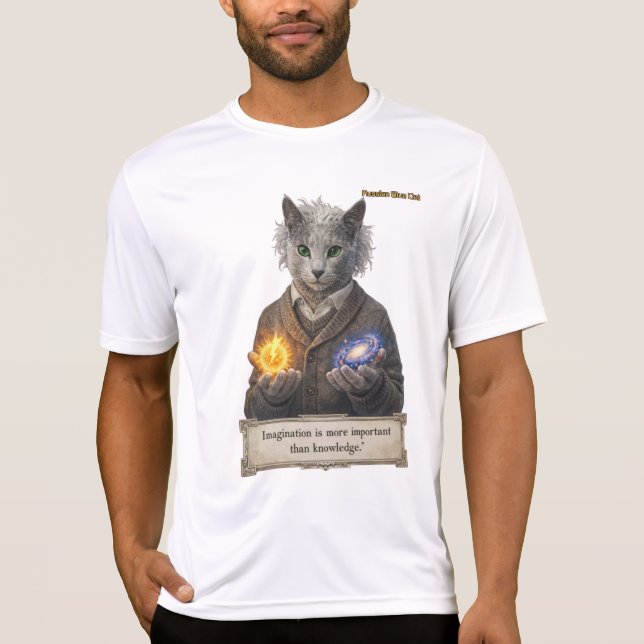 Russian Blue Einstein Cat - Imagination T-Shirt (Front)