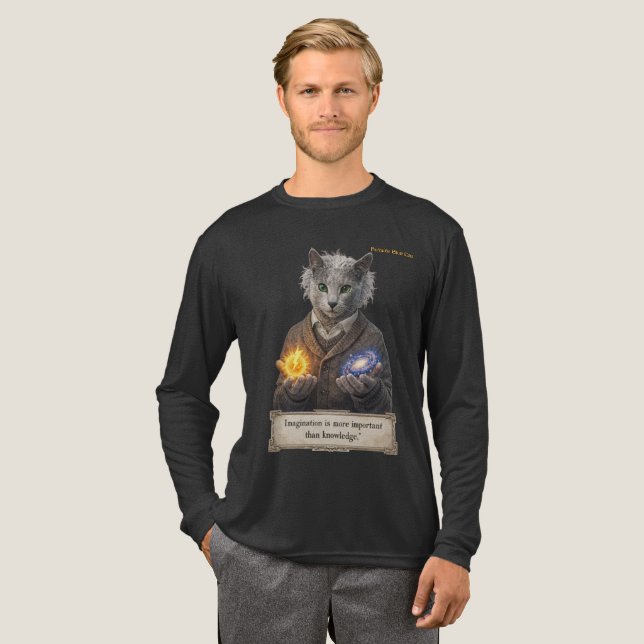 Russian Blue Einstein Cat - Imagination Tri-Blend Shirt (Full Front)