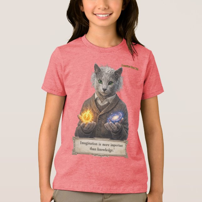 Russian Blue Einstein Cat - Imagination Tri-Blend Shirt (Front)