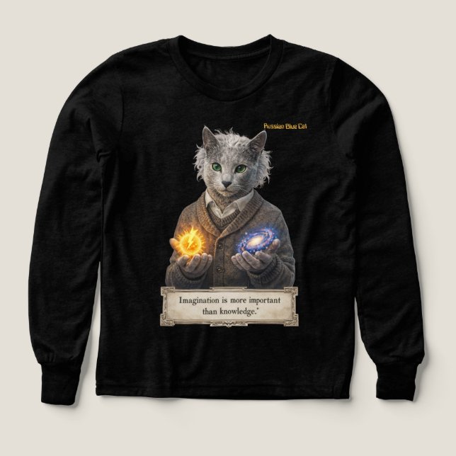 Russian Blue Einstein Cat - Imagination Tri-Blend Shirts (Design Front)
