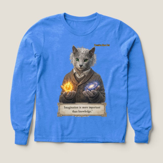 Russian Blue Einstein Cat - Imagination Tri-Blend Shirts (Design Front)