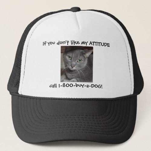 Russian Blue Gray Cat Attitude Humor Trucker Hat