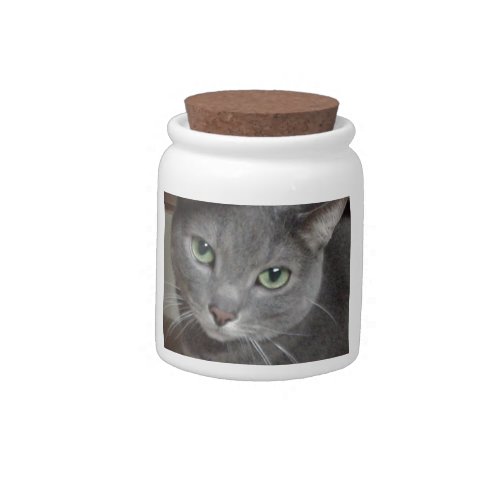 Russian Blue Gray Cat Candy Jar