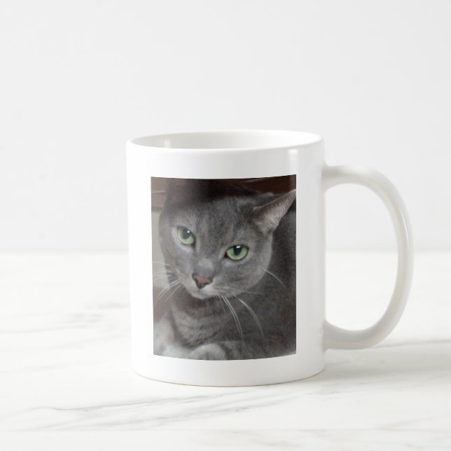 Russian Blue Gray Cat Coffee Mug (Right)
