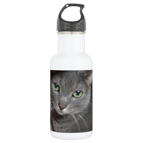 Russian Blue Gray Cat Stainless Steel Water Bottle