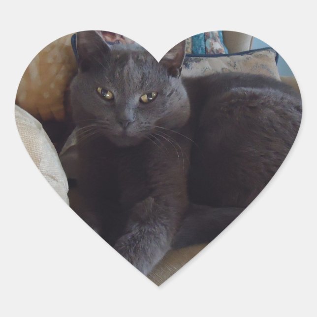 Russian Blue Heart Sticker (Front)