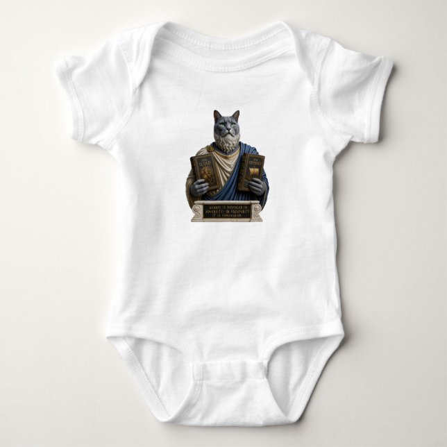 Russian Blue Homer Cat Baby Bodysuit (Front)