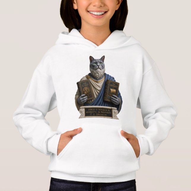 Russian Blue Homer Cat Hoodie (Front)