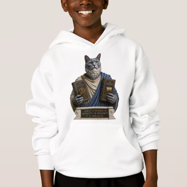 Russian Blue Homer Cat Hoodie (Front)