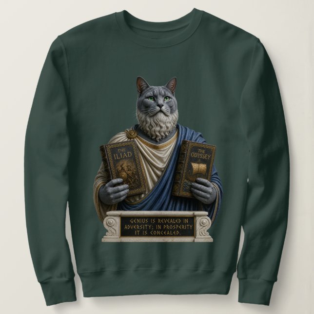 Russian Blue Homer Cat Sweatshirt (Design Front)