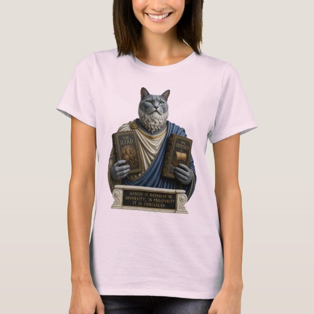 Russian Blue Homer Cat T-Shirt (Front)