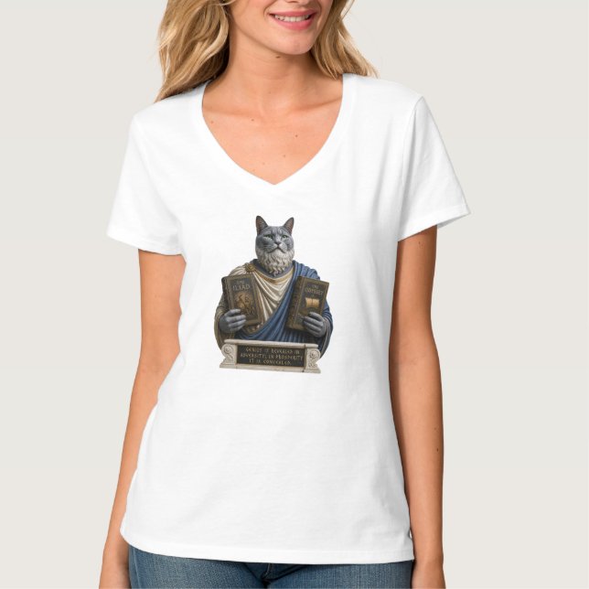 Russian Blue Homer Cat T-Shirt (Front)
