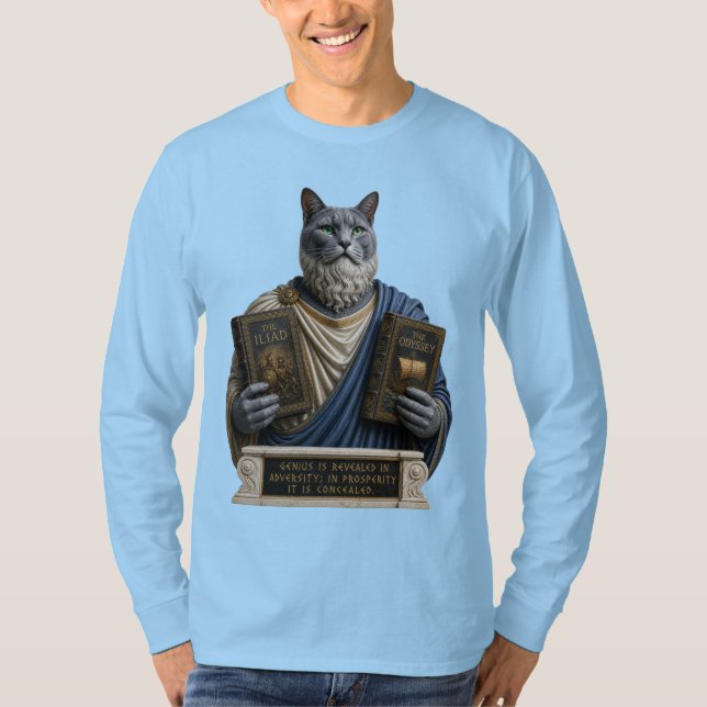 Russian Blue Homer Cat T-Shirt (Front)