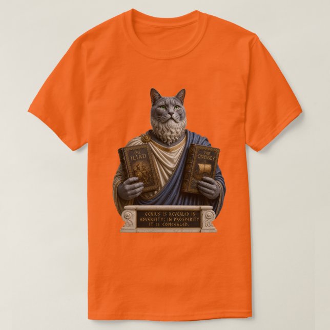 Russian Blue Homer Cat T-Shirt (Design Front)