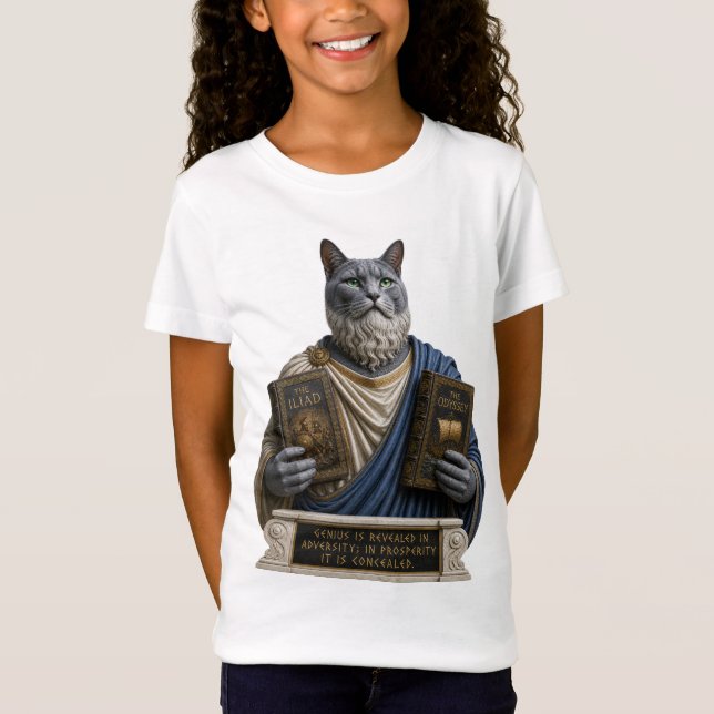Russian Blue Homer Cat T-Shirt (Front)