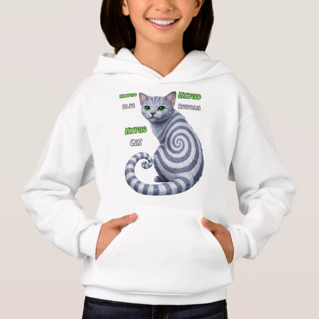 Russian Blue Hypno Cat Hoodie (Front)
