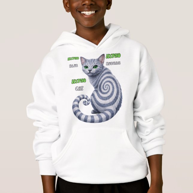 Russian Blue Hypno Cat Hoodie (Front)