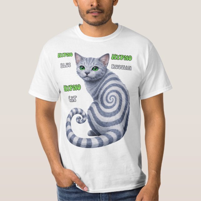 Russian Blue Hypno Cat T-Shirt (Front)