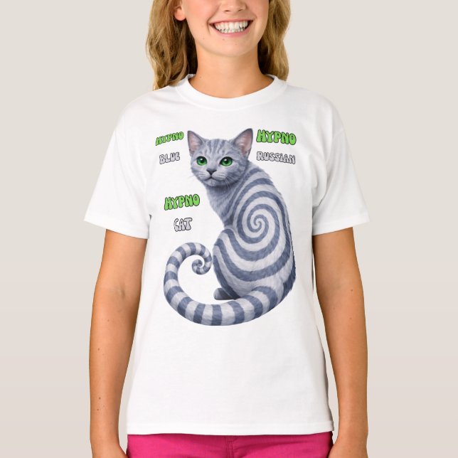 Russian Blue Hypno Cat T-Shirt (Front)