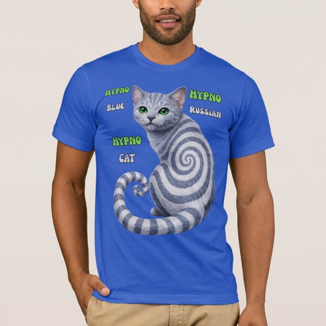 Russian Blue Hypno Cat T-Shirt (Front)