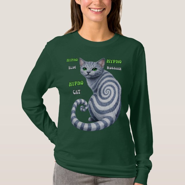 Russian Blue Hypno Cat T-Shirt (Front)